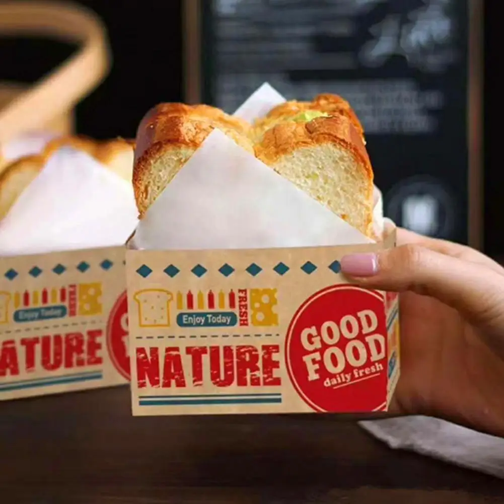

50Pcs Sandwich Take Out Box Useful Portable Compact for Restaurant Toast Holding Bread Tray Sandwich Take Out Container