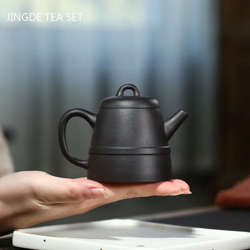 

Необработанная руда, черный чайник ручной работы, классический чайный горшок из исинской фиолетовой глины, домашний чайник с фильтром, Индивидуальные китайские чайные наборы 140 мл