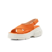 2022 summer new roman sandals womens platform thick bottom cross casual high heels large size 41 open toe womens shoes