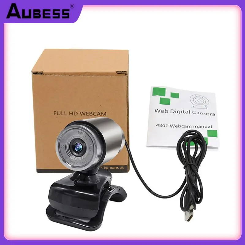 

1pc Adjustable Computer Webcam With Built-in Sound-absorbing Microphone Camera Plug-and-play Hd Webcamera Camera 300k Usb Black