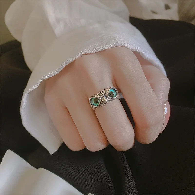 

Ins wind rap rock cute wind owl open ring retro woman ring