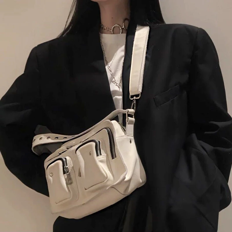 

HAEX Punk Motorcycle Women's Bag 2022 Trend Street Designed Soft PU Messenger Bolso Mujer Vintage INS Hot Sale Shoulder Bag