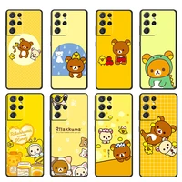 cute anime rilakkuma for samsung galaxy s22 s21 s20 ultra plus pro s10 s9 s8 s7 s6 soft silicone black phone case coque fundas