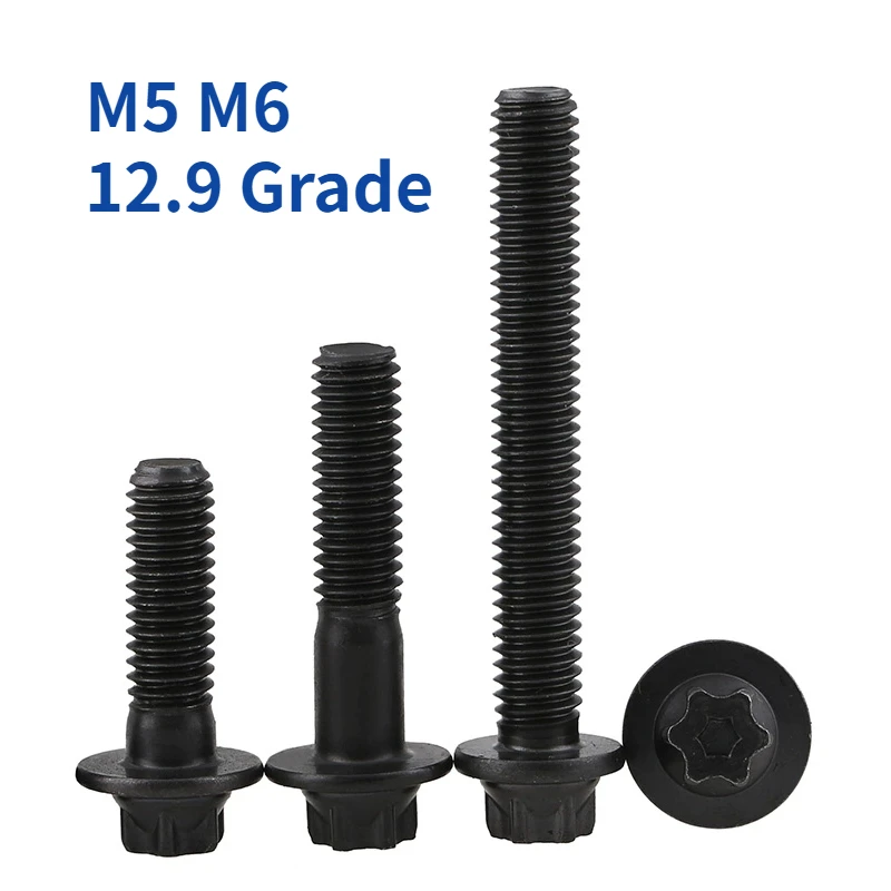 

3/5/10/20pcs M5 M6 12.9 Grade Carbon Steel Torx Head Flange Hex Bolts Plum Outer Hexagon Screw Six Lobe Truss Head Bolts