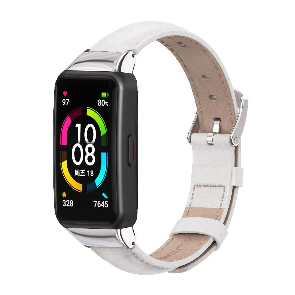 

Genuine Leather Smart Watch Band For Huawei Honor Band 6 Strap for Honor 6 Wristband Replacement Watchband For Huawei Band 6 005