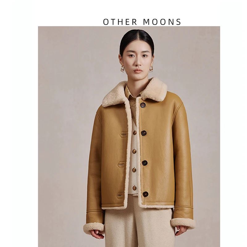 

2023 New Women's Merino Fur Integrated Women's Short Fit Genuine Leather Fur Coat Winter