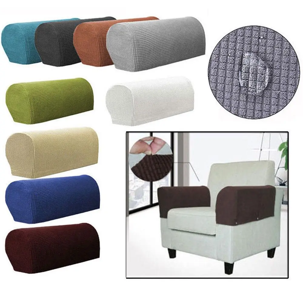 

2PCS/SET Solid Fit Stretchy Stretch Fleece Sofa Armrest Covers Couch Arm Protector Chair