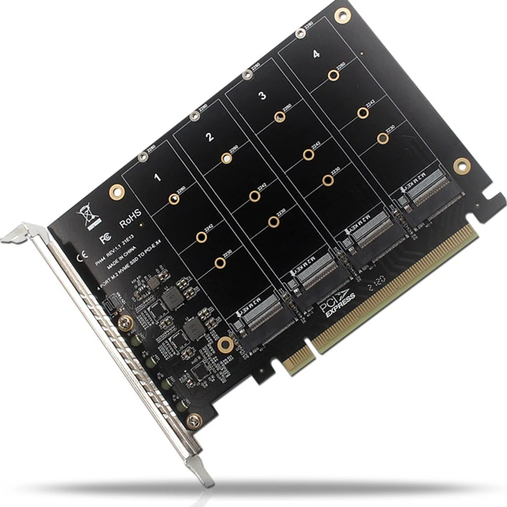 4-портовый адаптер NVMe на PCIE M.2 NVME PCIe X16 4x32 Гбит/с конвертер для жесткого диска