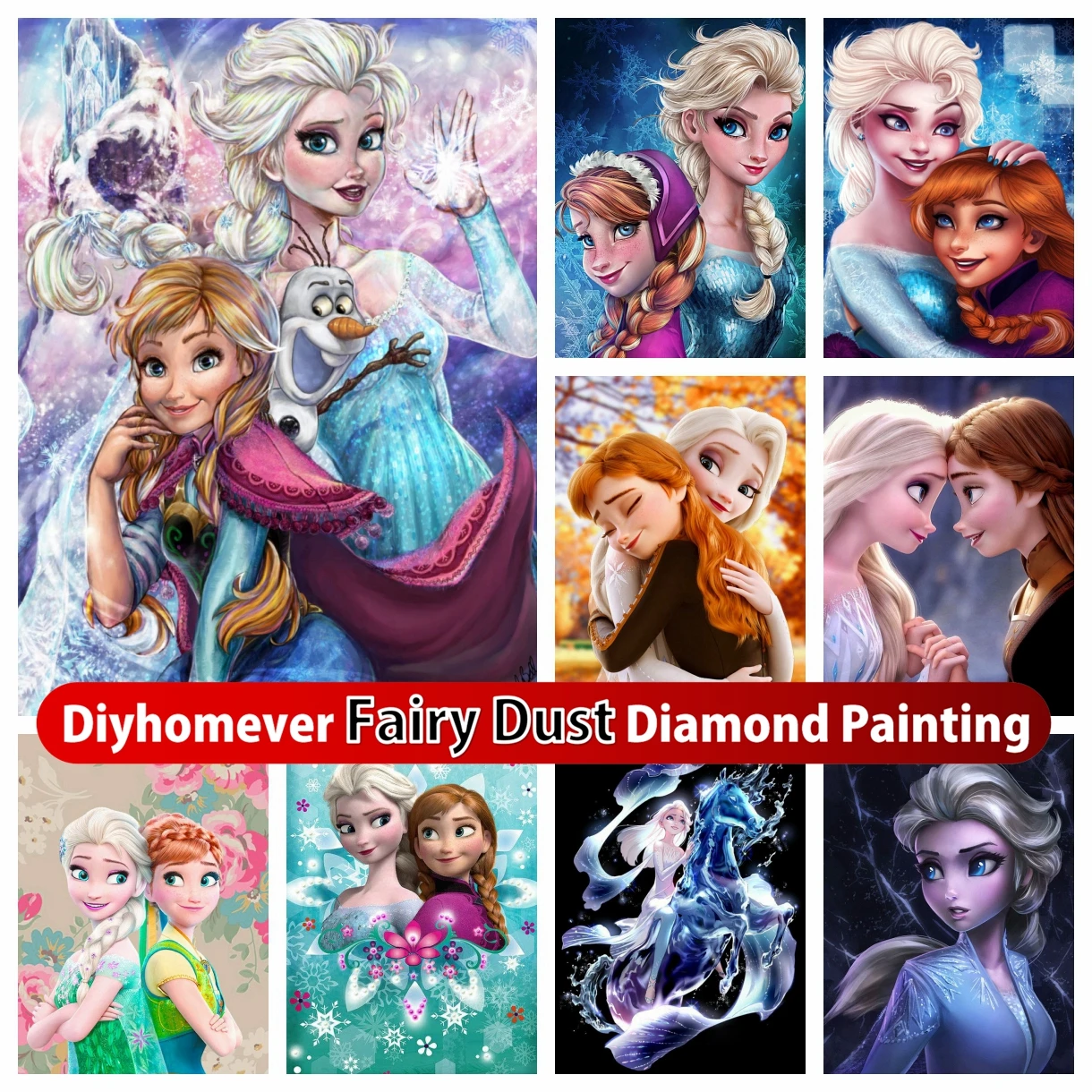 

Disney Frozen Cartoon Ice Sister Princess 5D DIY Fairy Dust Diamond Painting Embroidery Picture Rhinestones Mosaic Home Decor