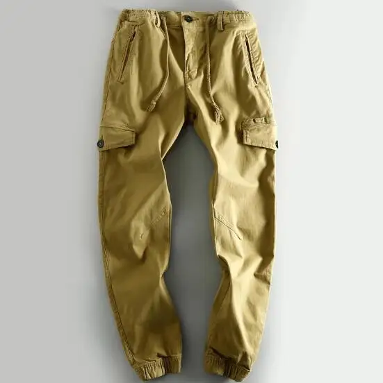 Spring American Retro Multi Pocket Cargo Pants Men's Loose  Leggings Casual Pants