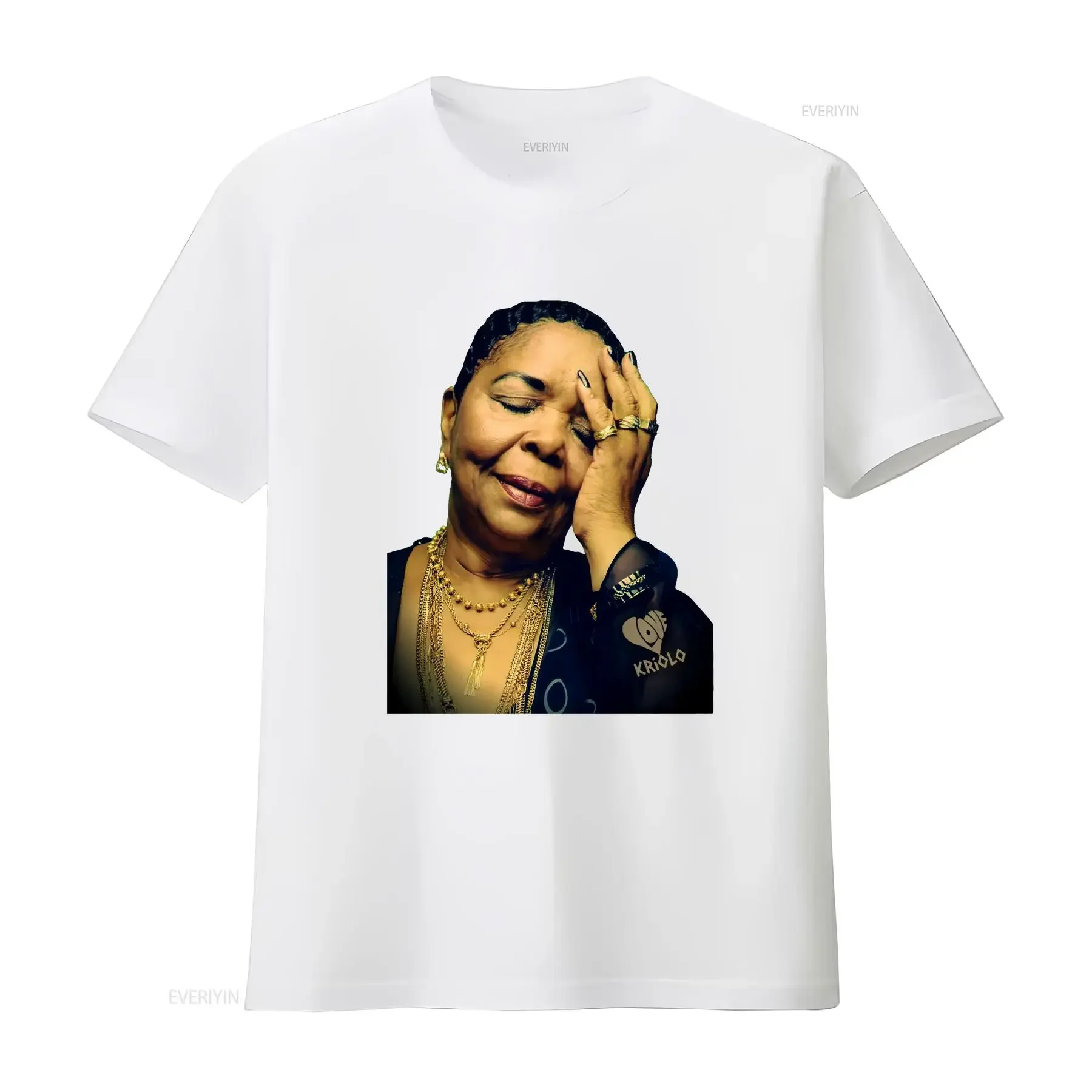 Фото Футболка Cesaria Evora Cabo Verde Ultra Cotton Love Kriolo с длинными или короткими рукавами, винтажная, дышащая, стильная, удобная. №4