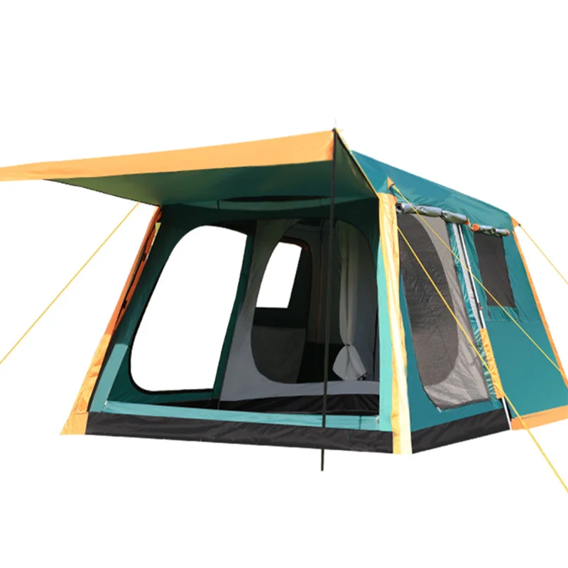 

One Hall Two Bedroom Ultralarge 5-8 Person Aluminum Pole Double Layer WaterproofAutomatic Family Party Camping Tent Large Gazebo