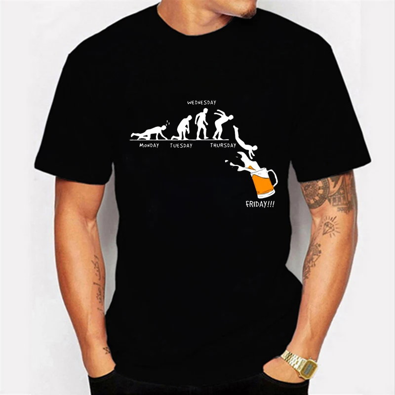 

Summer Cash Men's Beer Drinking O-Neck T-Shirt Schedule Funny Mon Tue Wed Thurs Digital Print Hip Hop Casual Short Sleeves