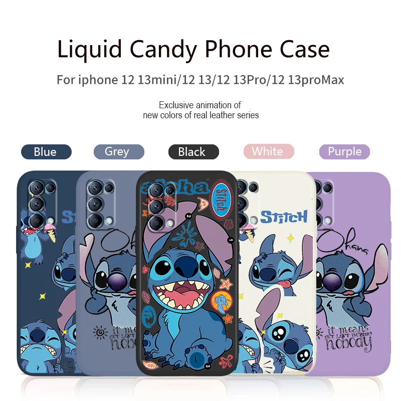 

Anime Stitch Cute Phone Case For OPPO Find X5 X3 X2 neo Pro Lite A5 A9 2020 A53S 4G 5G Liquid Rope Candy Color Cover Coque Capa