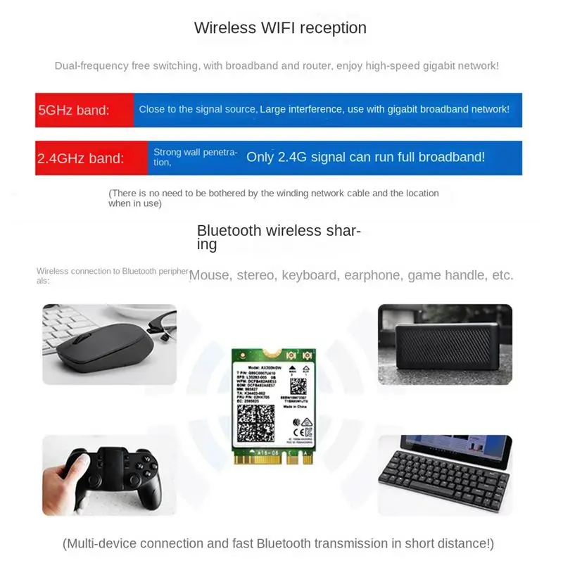 Фото A01E-8260 8260NGW Wi-Fi-карта + 2 антенны, 867 Мбит/с, Bluetooth 4.2, NGFF M.2 Wi-Fi для AC 8260 №3