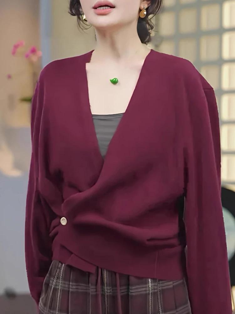 Плюс размер Ozhouzhan элегантный модный супер красивый вязаный кардиган новинка 2024