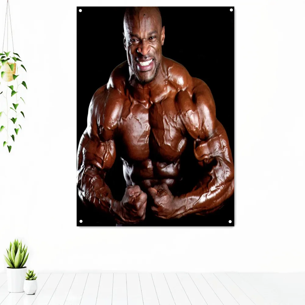 

Man Muscular Body Wall Hanging Home Decor Workout Inspirational Banner Flag Canvas Painting Run Yoga Dumbbells Fitness Poster A1
