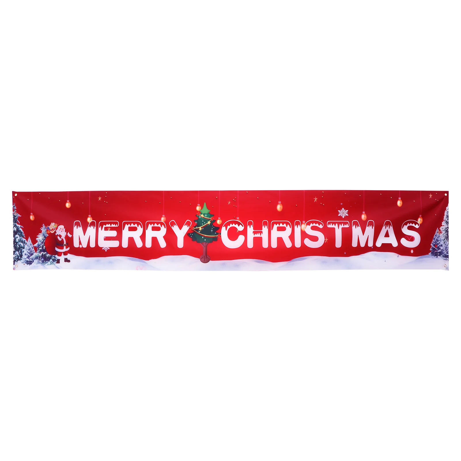 

Christmas Banner Outdoor Merry Decorations Background Sign Hanging Party Flag Tree Garlanddoor Theme Red Streamer Huge Happy