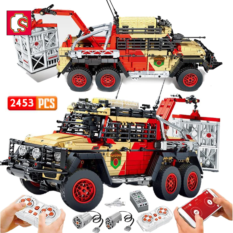 

SEMBO 2453PCS Technical Buggy Remote Control Car Building Blocks Dinosaur World Electric Vehicle Truck Tech Bricks Adults Toys