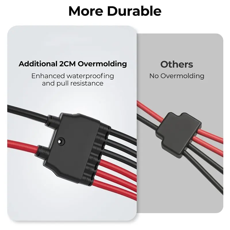 Фото MOPHE-Водонепроницаемая панель 10AWG Y-образный переходной кабель, солнечные параллельные разъемы, 2-3 батарей №5