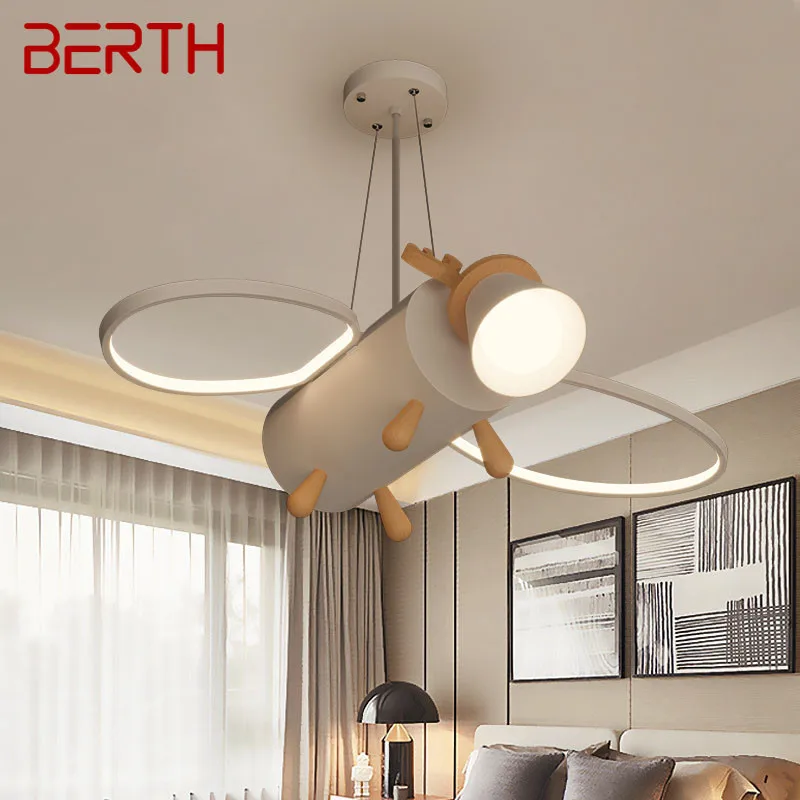 

BERTH Children's Deer Pendant Lamp Modern LED Creative Cartoon Light For Kids Room Kindergarten With Remote Control