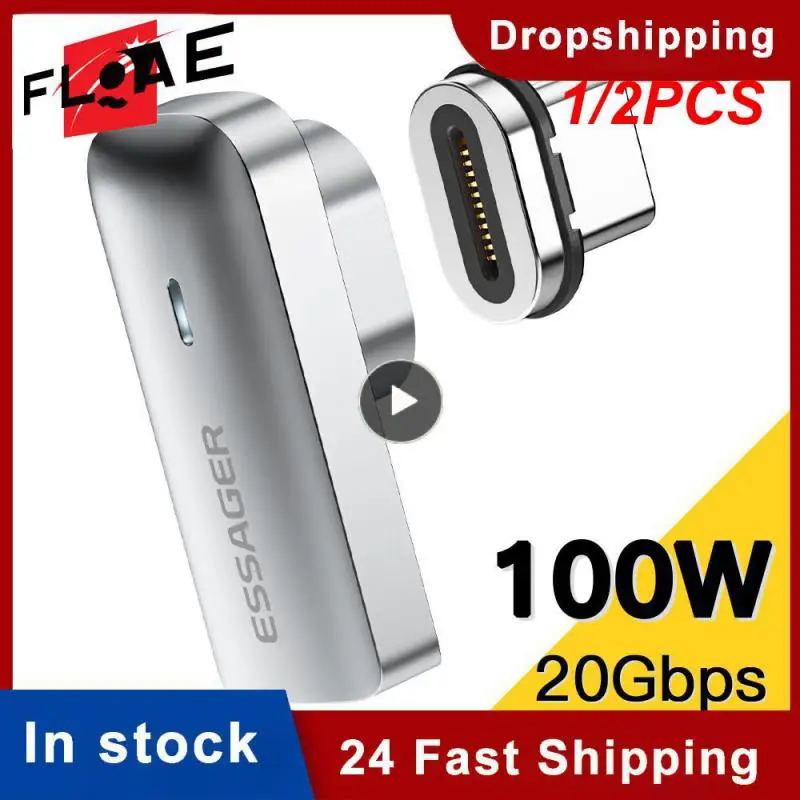 

Магнитный адаптер Essager PD 100 Вт USB C OTG, 1/2 шт., быстрая зарядка, Тип C, магнитный разъем, 20 фунтов, синхронизация данных, 4K @ 60 Гц для Macbook