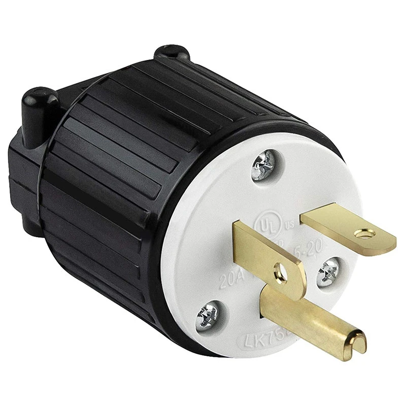 

Industrial Grade 20A 125V Straight Blade Plug, NEMA 5-20P,2Pole 3Wire, US Plug, Black, 1 Pack