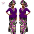 Африканские платья для женщин с коротким рукавом Топы + макси платья вечерние платья Bazin Riche Мода Анкары африканская одежда 6XL BRW WY1186