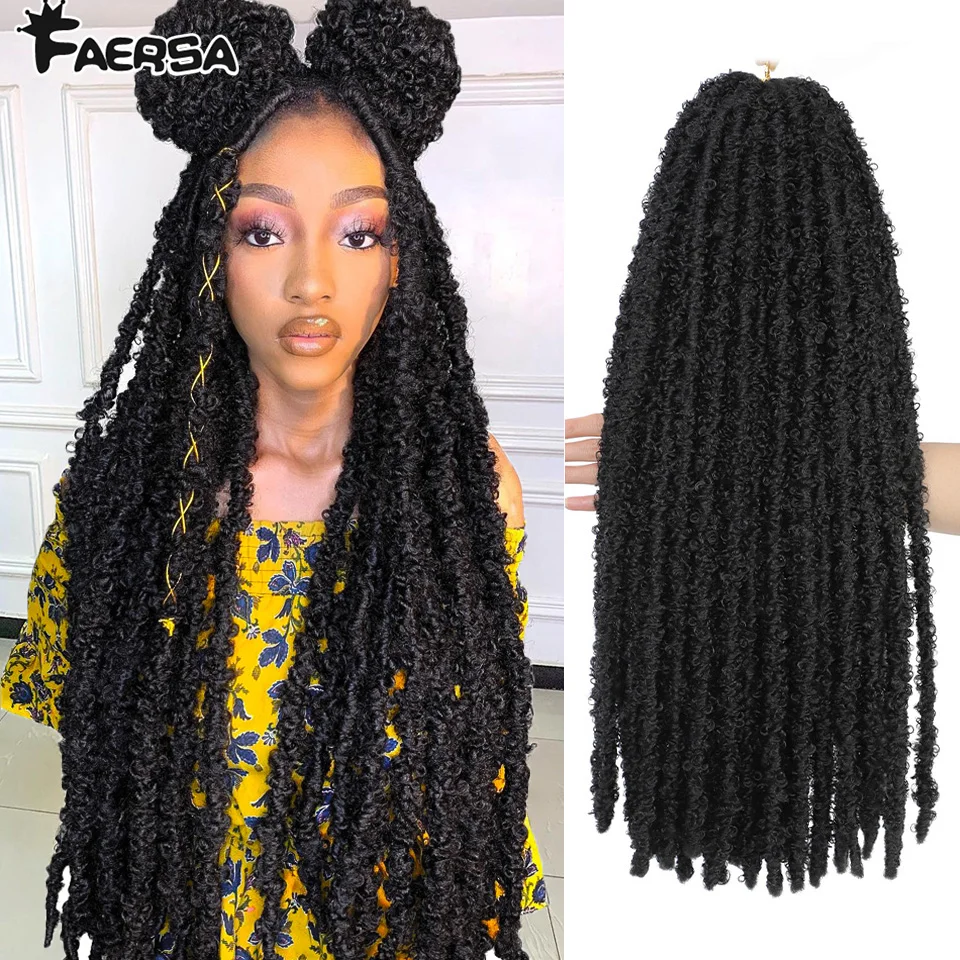 

Butterfly Locs Crochet Hair Extensions Synthetic For African Women Curly Braid Strand Afro Woman Soft Curl Braiding Female Hair