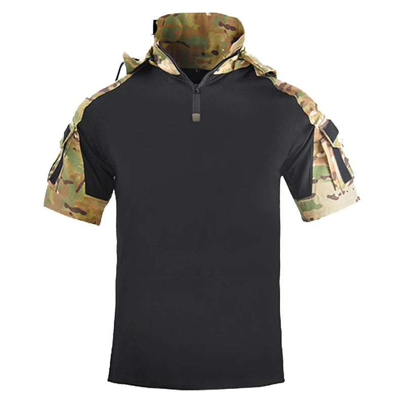 

Outdoor Men's Hood T Shirt Tactical Shirt Hunting Equipment Men Clothing Combat Uniform Camouflage Short Sleeve Men's T-shirt