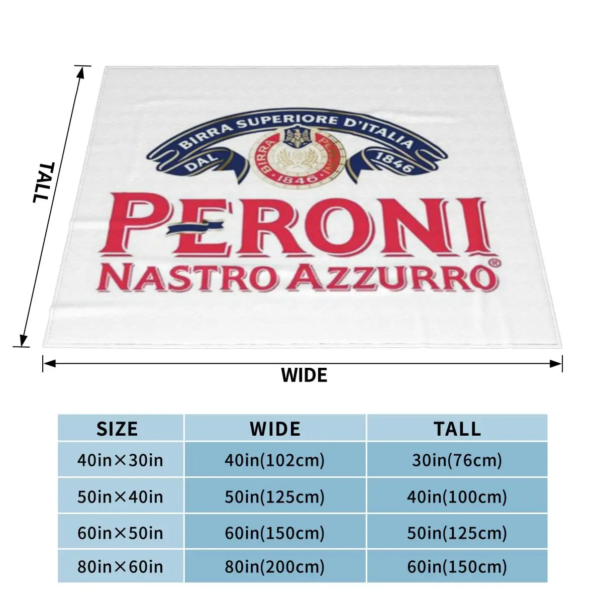 Ультрамягкое одеяло из микрофлиса с классическим логотипом Peroni Nastro Azzurro
