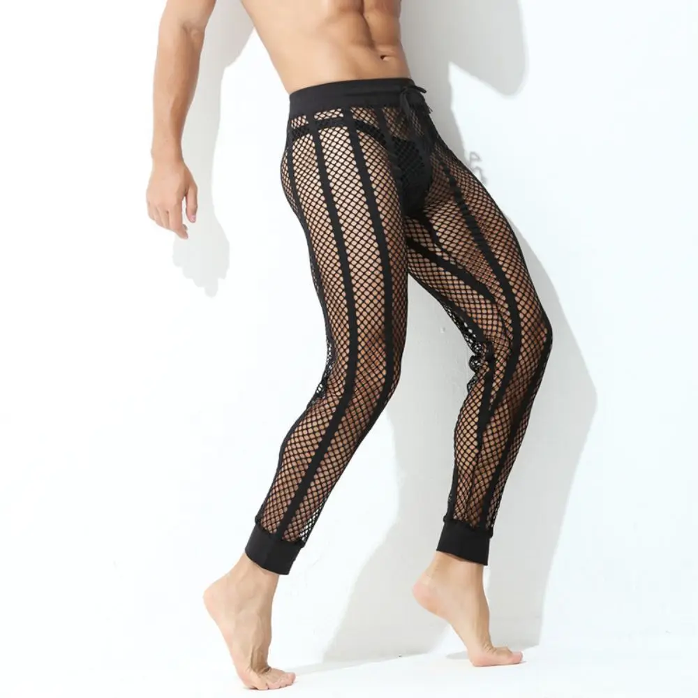 

Men's Jumpsuit Underwear Sexuality Breathable Hollow out Sexy Sports Long Johns Pants Cueca Calzoncillos Pants Bodusuit Pants