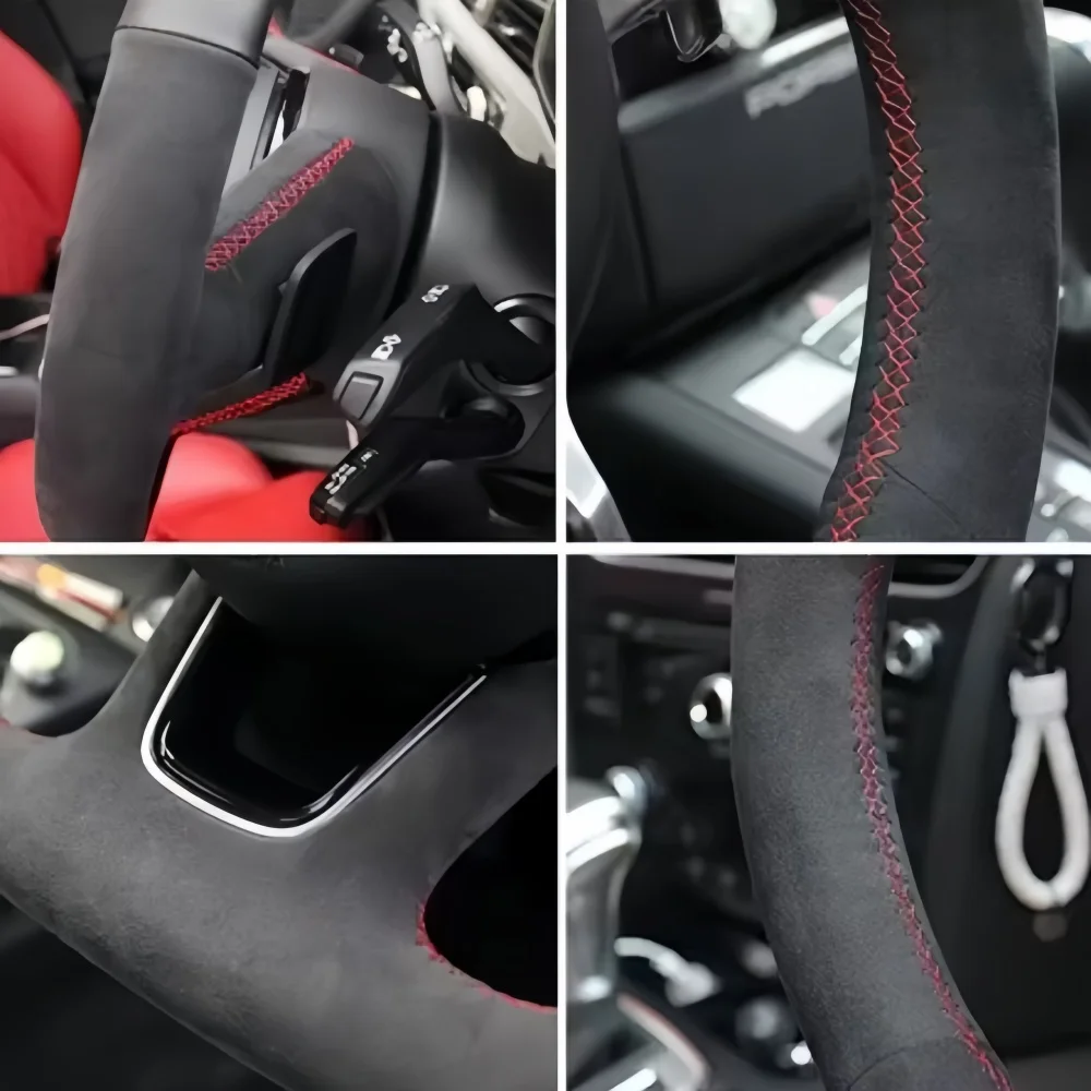 Фото Чехол на руль из мягкой замши для Ford Mustang GT 2015-2021, индивидуальный дизайн №2