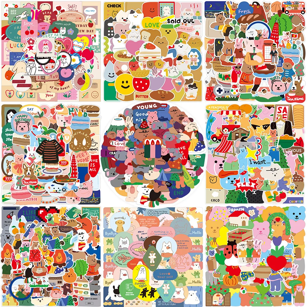 

450PCS Cartoon Cute Animal Rabbit Bear Sticker Electromobile Suitcase Laptop Phone Sticker