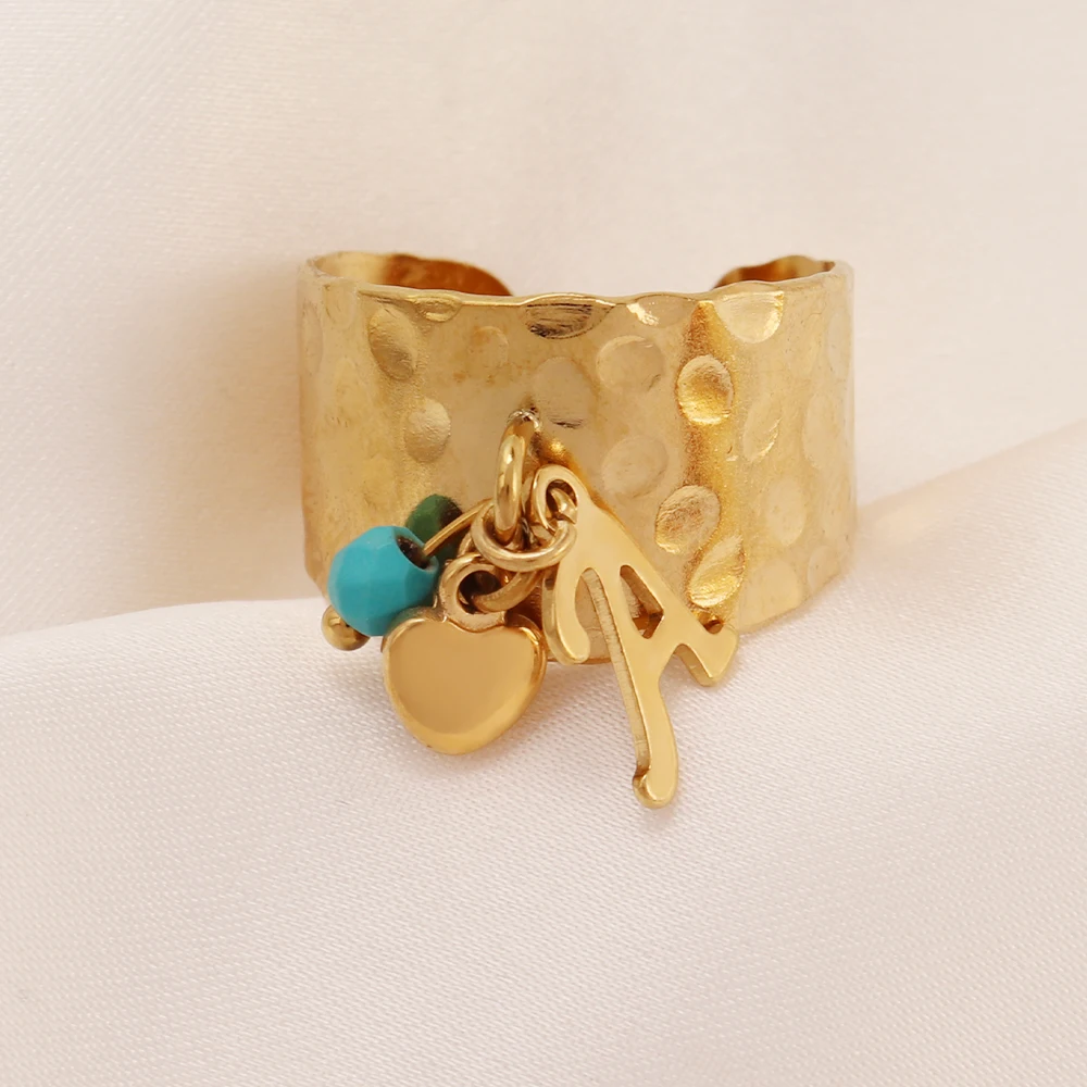 Кольцо с буквой из нержавеющей стали 316L для женщин 26 кулон в форме сердца A-Z