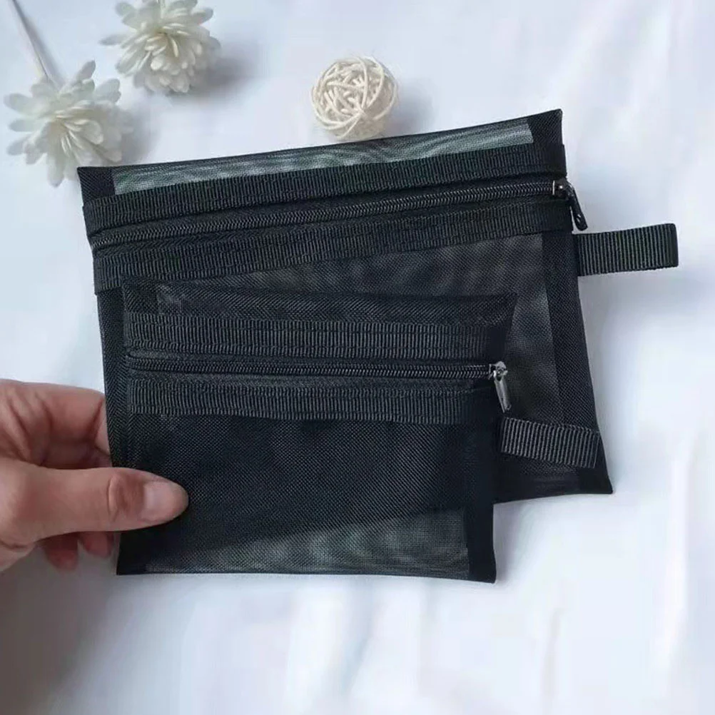

3pcs Mesh Bags Makeup Bags Mesh Zipper Storage Pouch Travel Accessories