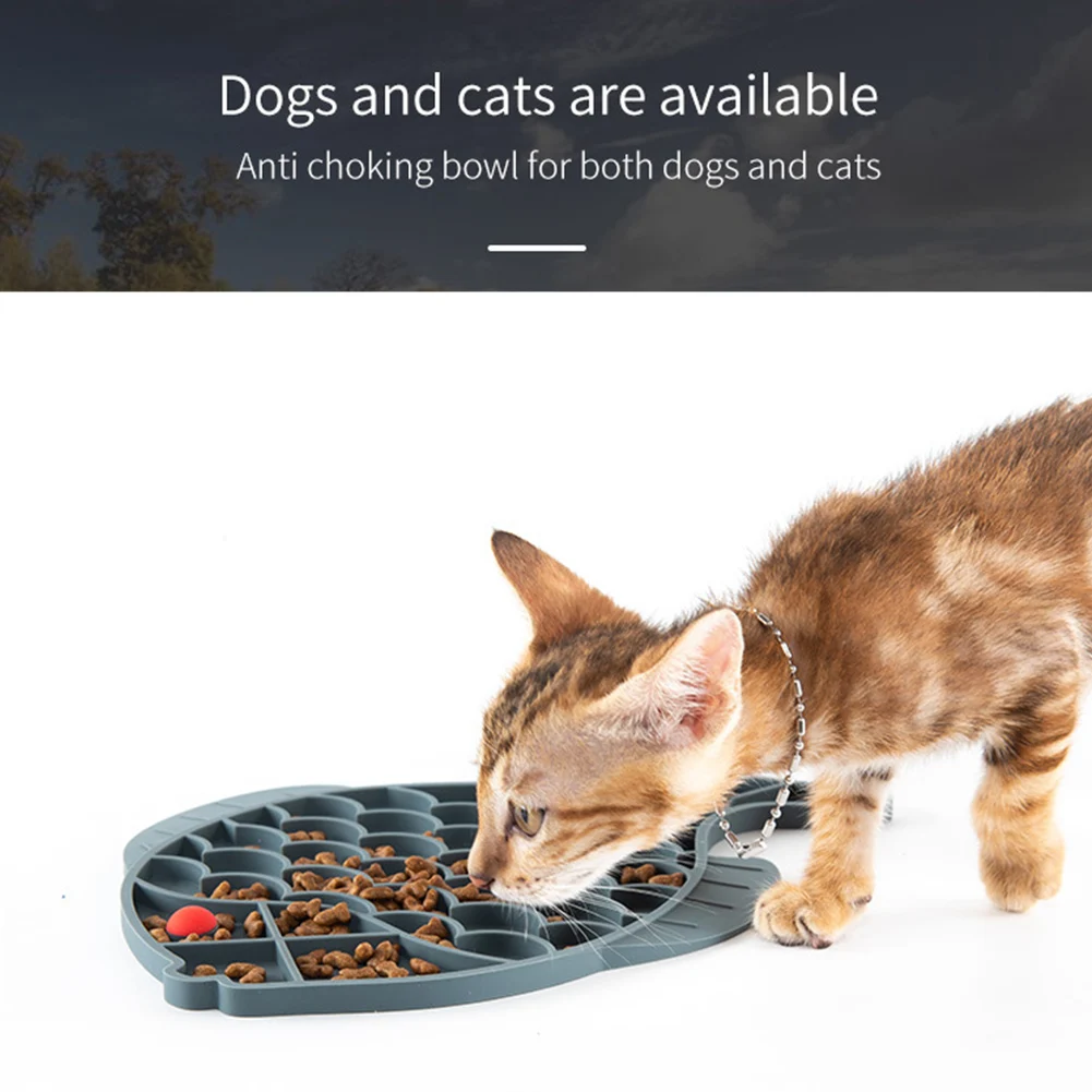 

Bowl Promote Health Boredom Buster Food Dispenser Pet Licking Mat Slow Feeder Fish Shape Puppy Calming For Dogs Cats Silicone