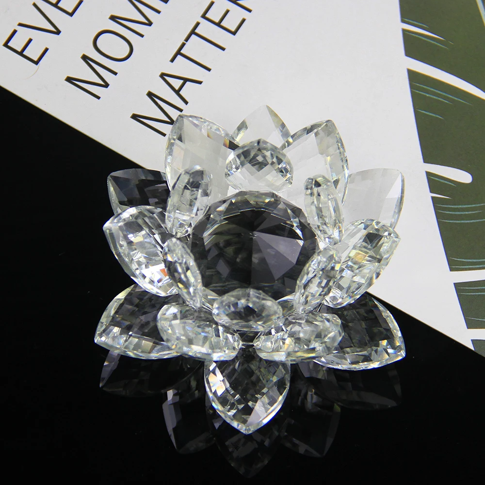 

1pc 60mm-120mm Colors Crystal Lotus Flower With Paperweight Gift Box For Feng Shui Home Wedding Decor Office Collections