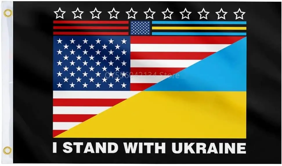 

Ukraine USA 3X5 Ft Flag I Stand with Ukraine Blue Yellow Indoor Outdoor Flags & Banners Sign