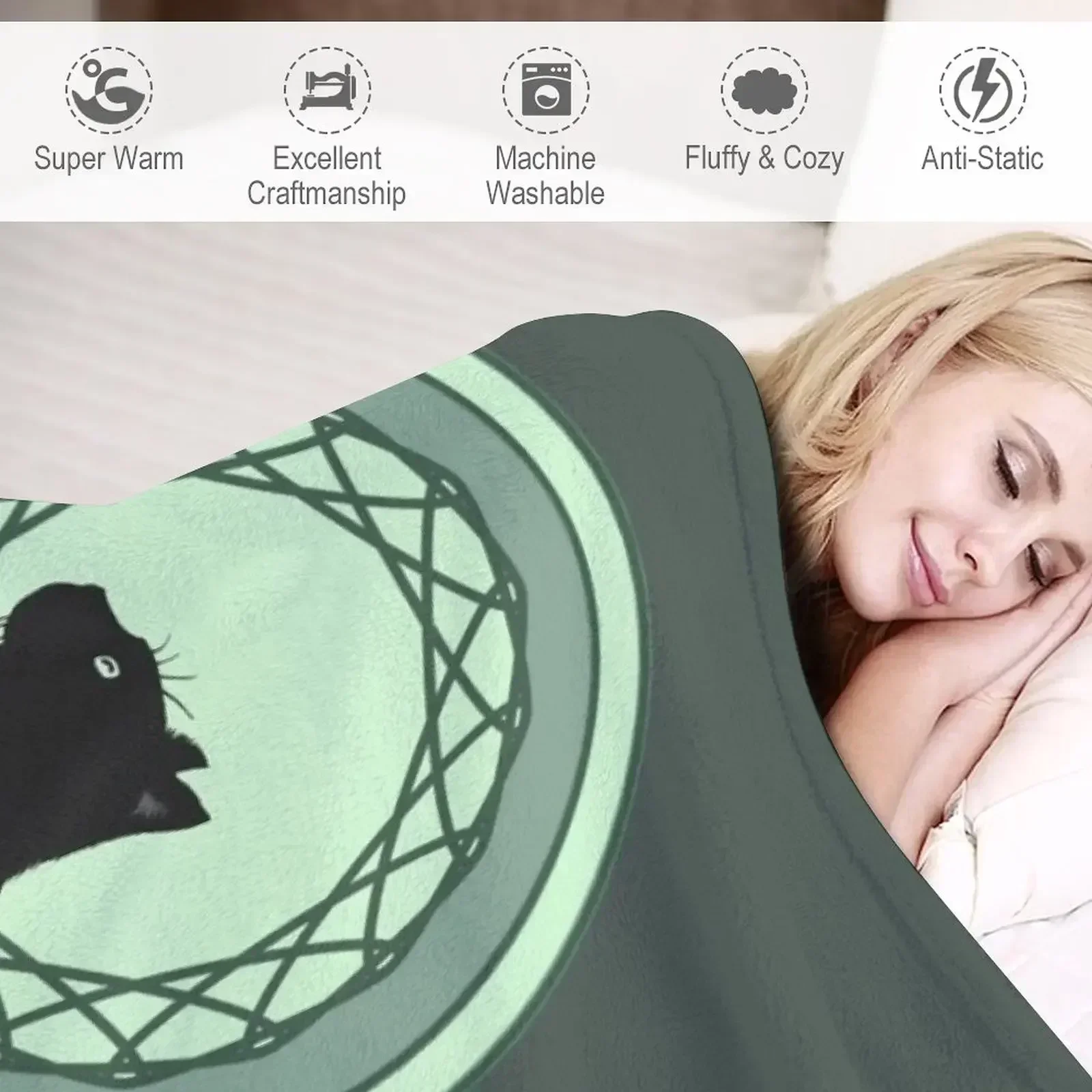 Одеяло с черным котом Noveau мягкие клетчатые теплые зимние волосатые одеяла