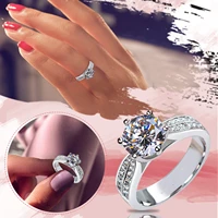 original tibetan silver s925 rings for women luxury 3 carat zirconia diamond rings fashion jewelry band women gift j0084