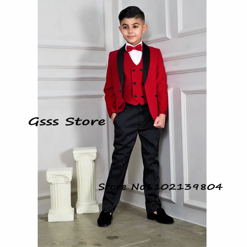 Velvet Boy Suit Formal Wedding Tuxedo Burgundy Cape Collar Jacket Pants Kids Party Dress Blazer costume enfant garçon