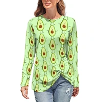 avocado t shirt fruit long sleeve plus size spring girl tee shirt kawaii top shirts