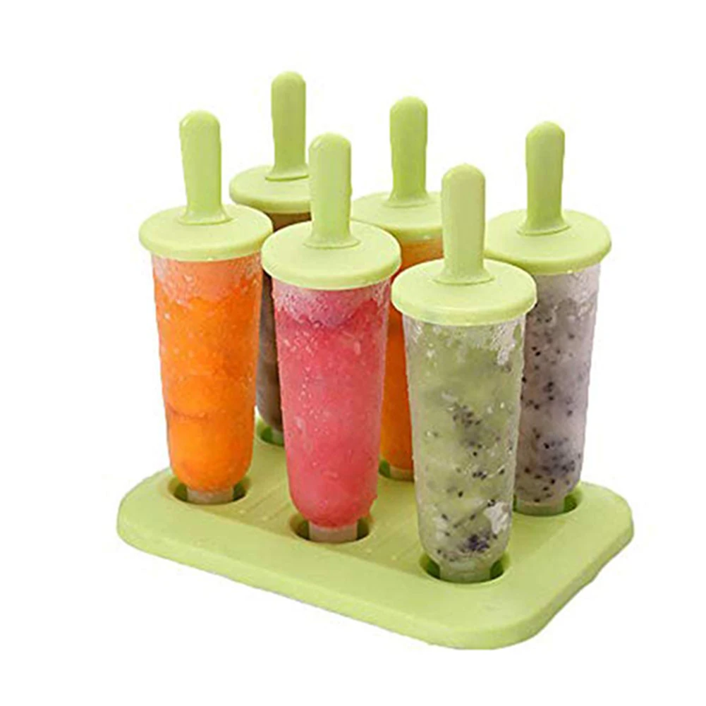 

Ice Cream Pops Tray 6pcs Popsicle Molds Detachable Bpa Free Ice Cream Ball Maker Reusable Fruit Shake Diy Mould Kitchen Tool