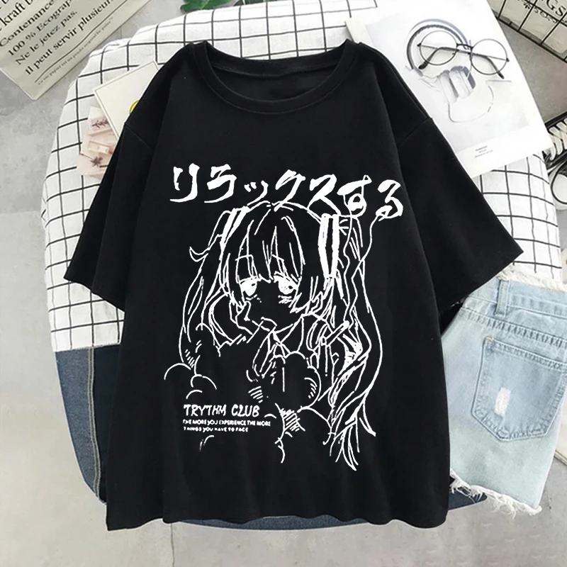 

Y2k Women T-shirt Harajuku Kawaii Graphic T Shirts Anime Print Short Sleeve Oversized T Shirt Plus Size Women's Clothing top