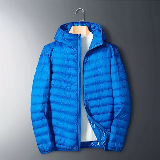 

2022NEW Men Ultralight Thin Down Jacket White Duck Down Hooded Jackets Long Sleeve Warm Coat Parka Portable Outwear