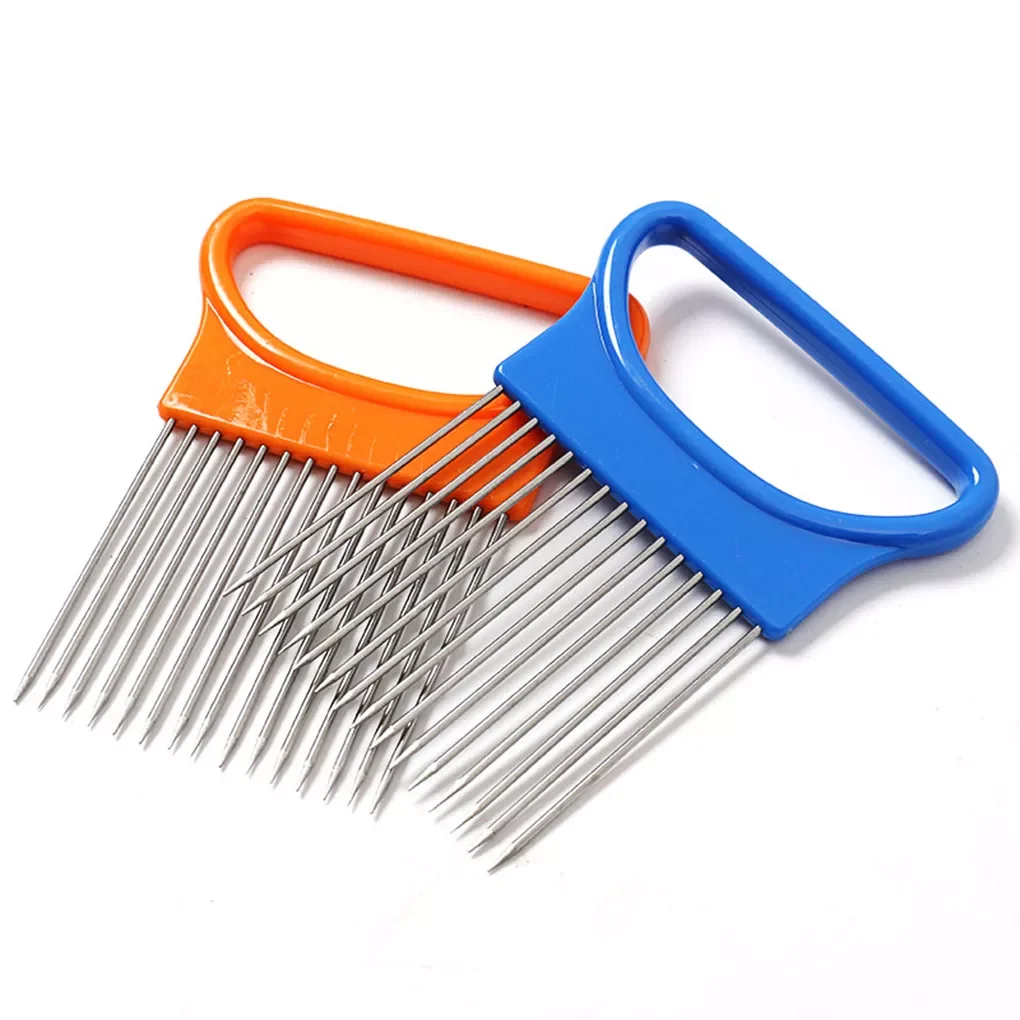 

New 1PC Kitchen Gadgets Onion Slicer Tomato Vegetables Safe Fork Vegetables Slicing Cutting Tools Random Color