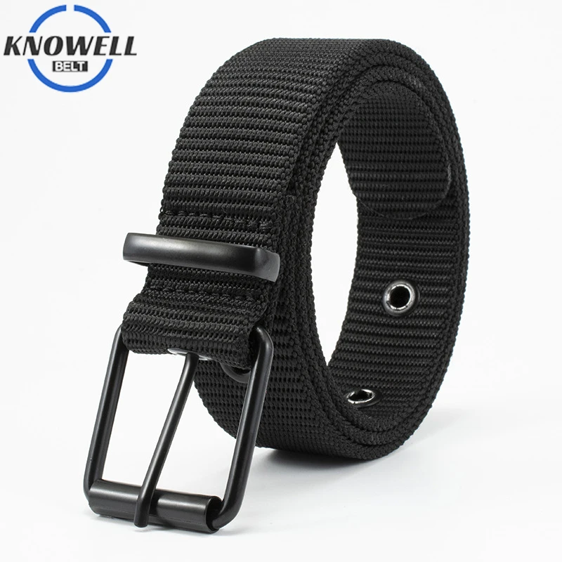

Nylon Male Belts Solid Black Fashion Casual Canvas Belt For Men Students Buckle Pin Hip Hop Waist Waistband For Jeans Trousers