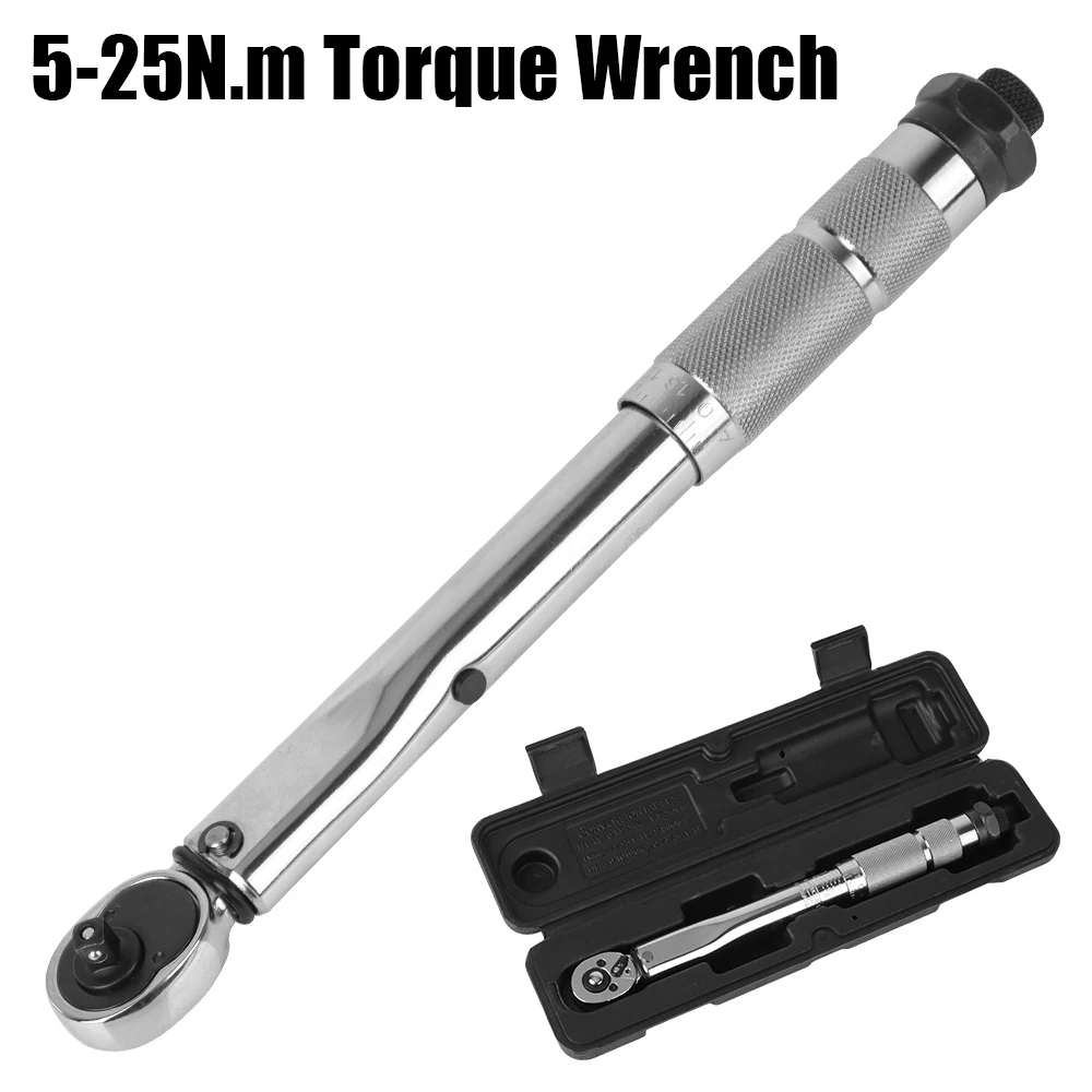 

1/4'' Bike Drive Professional Micrometer Hand Wrench Torque 5-25n.m Adjustable Tool Tool Motorbike Car Disassembly Spanner