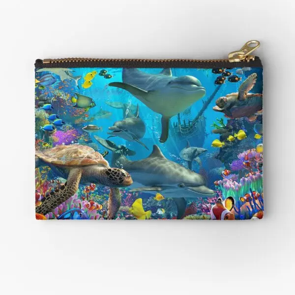 

Dolphin Playground Zipper Pouches Wallet Packaging Cosmetic Small Pocket Key Panties Underwear Bag Pure Men Women Coin Money